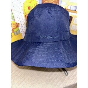 Eddie Bauer Hiking Sun Hat Mens L XL Navy Blue Wide Brim Fishing Bucket Cap